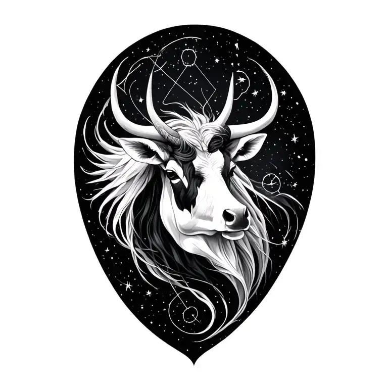 Taurus, Gemini, And Sagittarius constellation intertwined tattoo design idea