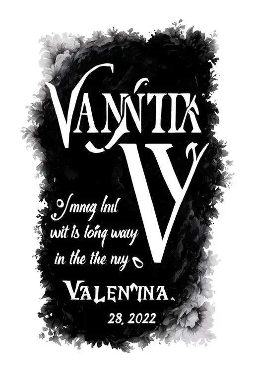 march 28 2022 in roman numerals the long way with the name Valentina written in the middle  tattoo design idea
