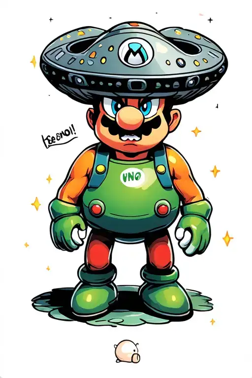 ufo and boo from super mario bros tattoo design idea