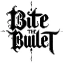 ornamental script, gothic calligraphy style, decorative, high contrast black ink strokes, saying bite the bullet tattoo design idea