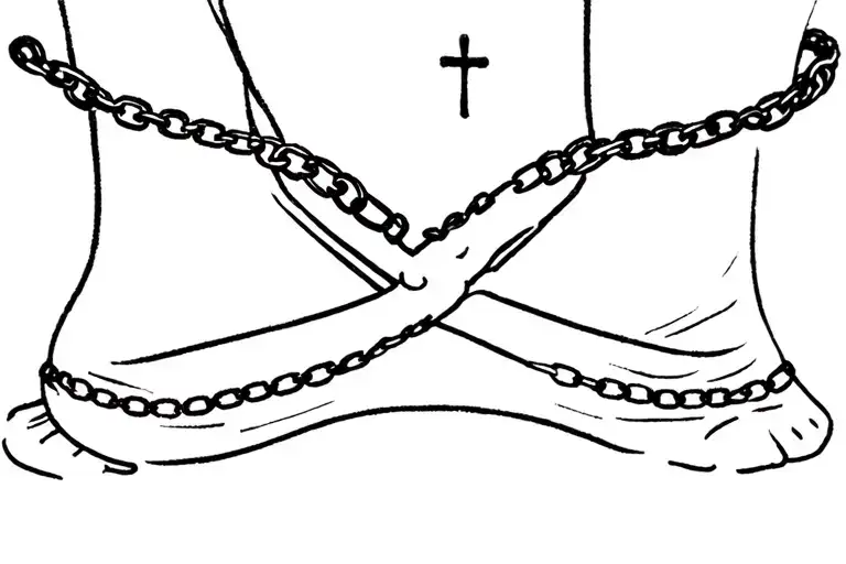 chain around ankle ith cross in it tattoo design idea