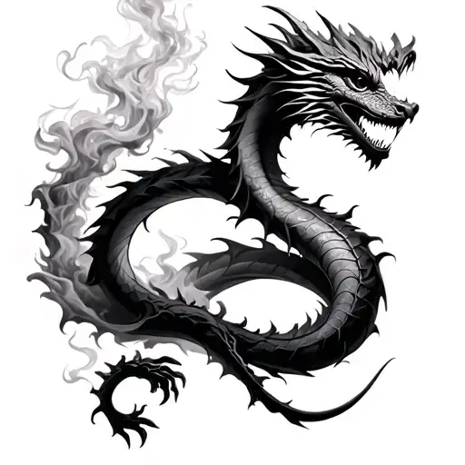 dragon quotes rose smoke fire coming tattoo design idea