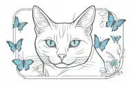 tuxedo cat and blue butterfly  tattoo design idea