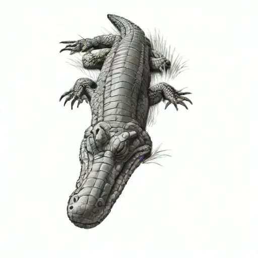 Alligator laying in the grass tattoo design idea