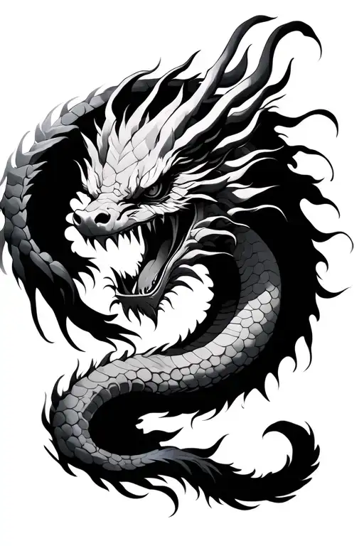 japanese dragon souls like bicep sleeve tattoo design idea
