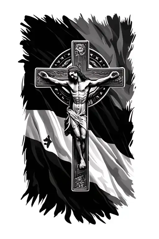 Philippines flag, Jesus Cross, cheetah tattoo design idea