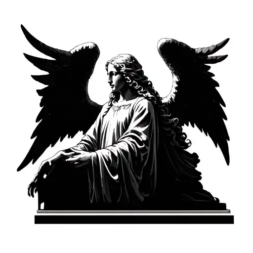 chronos sculpture dynamic Angel tattoo design idea