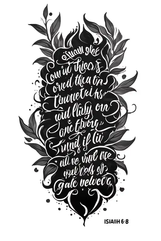 Isaiah 6:8 scripture incorporating relevant within his religion tattoo design idea