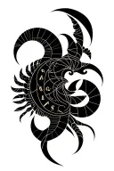 libra virgo aries scorpio sign in one theme fine line with details  tattoo design idea