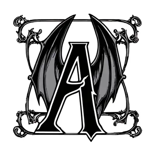 "A" bat wings tattoo design idea