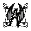 "A" bat wings tattoo design idea