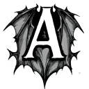 "A" bat wings tattoo design idea
