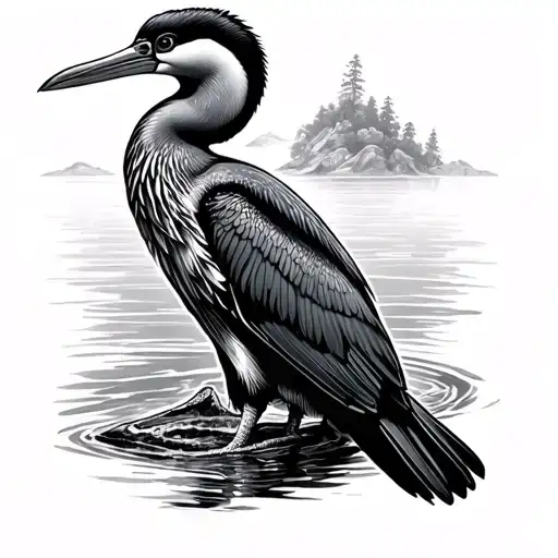 welsh cormorant tattoo design idea
