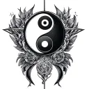 holy trinity symbol incorporated with yin yang symbol tattoo design idea