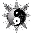 holy trinity symbol incorporated with yin yang symbol tattoo design idea