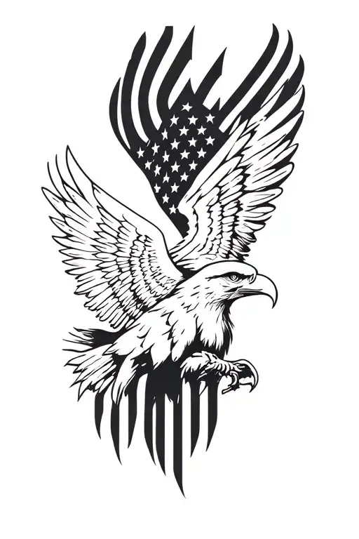 american flag and eagle tattoo design idea