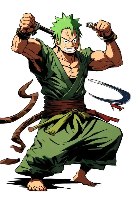 Zoro one piece fight inosuke demon slayer  tattoo design idea