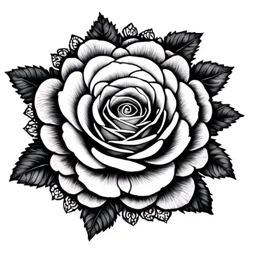 Mandala rose bloom tattoo design idea