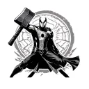 Thor's hammer, Messi's silhouette celebrating heaven, Spiderman logo tattoo design idea