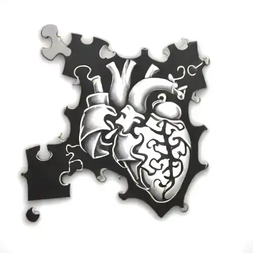 puzzle piece heart for 5 lost love one tattoo design idea