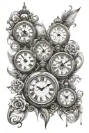 three clocks side by side tattoo design idea