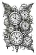 three clocks side by side tattoo design idea