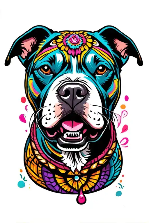 pitbull alebrije style tattoo design idea