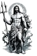 Poseidon holding a trident tattoo design idea