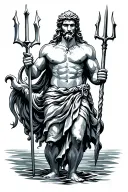 Poseidon holding a trident tattoo design idea