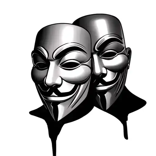 Anonymous masks happy and sad tattoo design idea