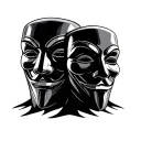 Anonymous masks happy and sad tattoo design idea