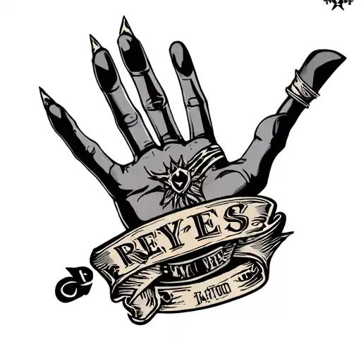 Hand tatto that say Reyes with gang tattoo design featuring tattoo design idea