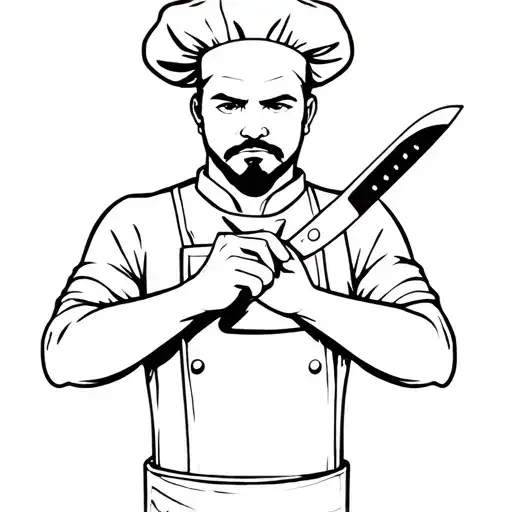 Cross -arms chef with a kitchen knife tattoo design idea