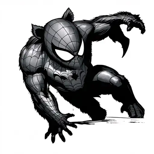 bear, Spiderman suit, Batman mask tattoo design idea