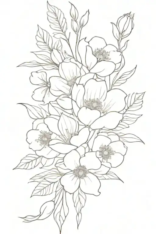 flower bouquet March July August September birth flowers tattoo design idea