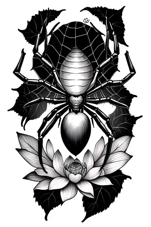  spider tattoo on my forearm want the spider hanging from the web,  spider witch a heart with lotus flower around it tattoo design idea