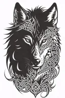 wolf looking straight tattoo design idea