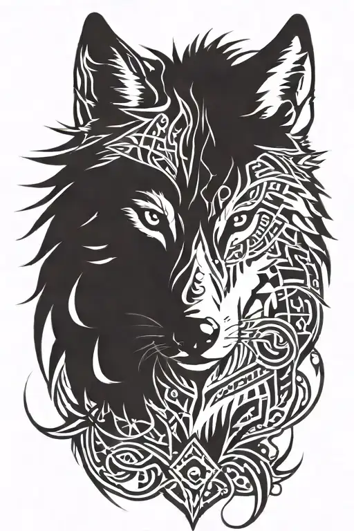 wolf looking straight tattoo design idea