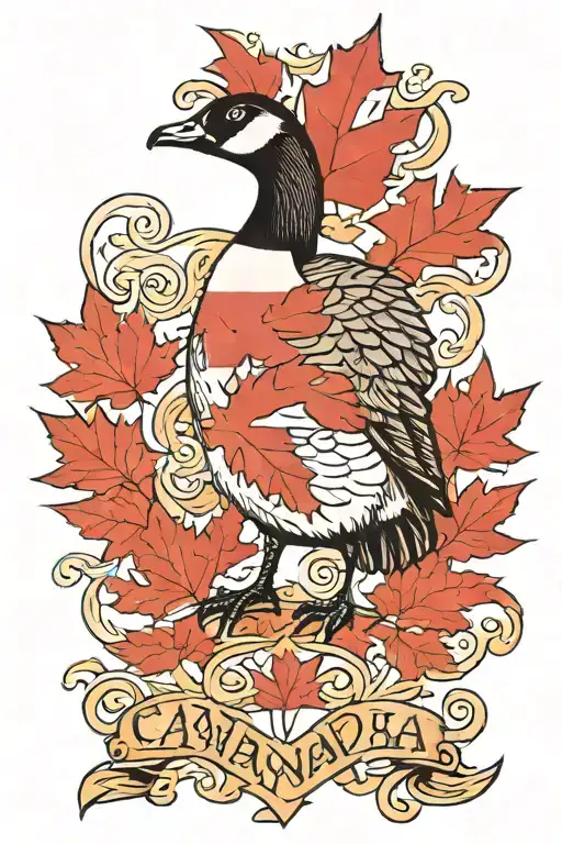 Canada Goose with canadian flag simple tattoo tattoo design idea