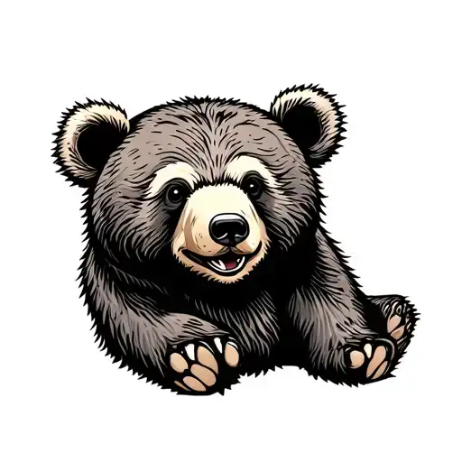 bear happy sitting tattoo design idea