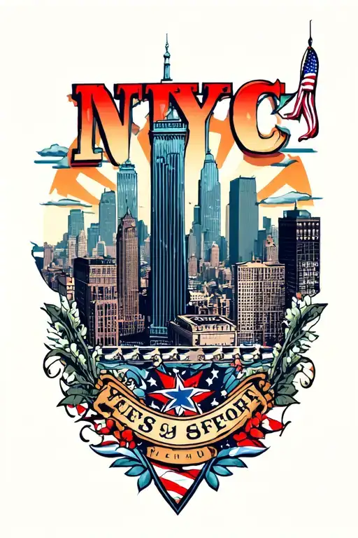nyc theme leg sleeve tattoo design idea
