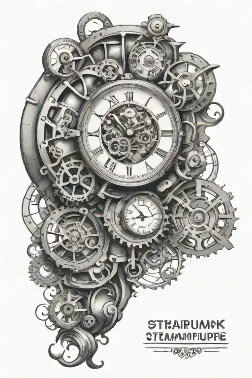 6  clock face steampunk tattoo design idea
