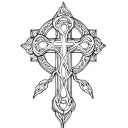 Christian cross and triskelion tattoo design idea