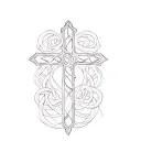 Christian cross and triskelion tattoo design idea