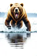 kodiak bear running through water toward me aggressively bearing his teeth tattoo design idea