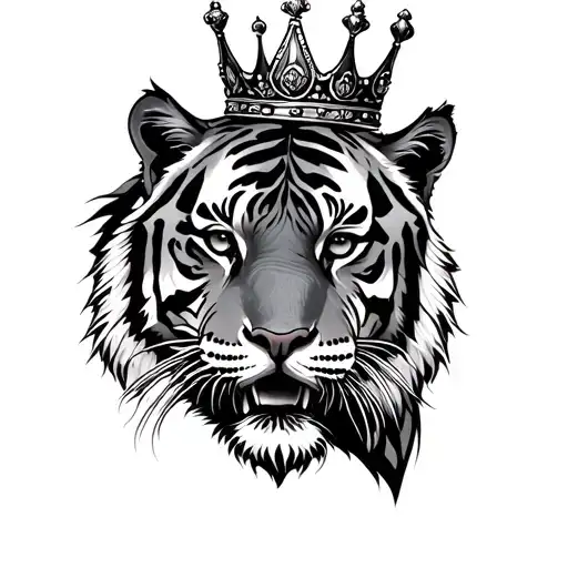 tiger with crown hanging tattoo design idea