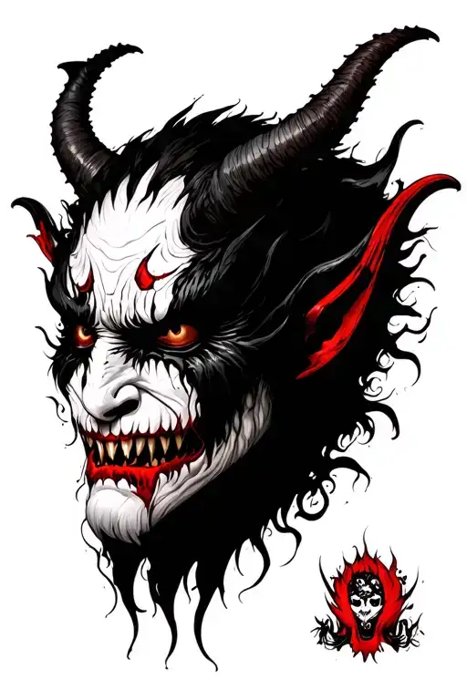 mascara oni demon tattoo design idea