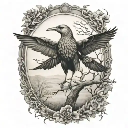 replace crane with blackbird tattoo design idea