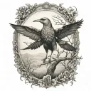 replace crane with blackbird tattoo design idea