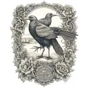 replace crane with blackbird tattoo design idea
